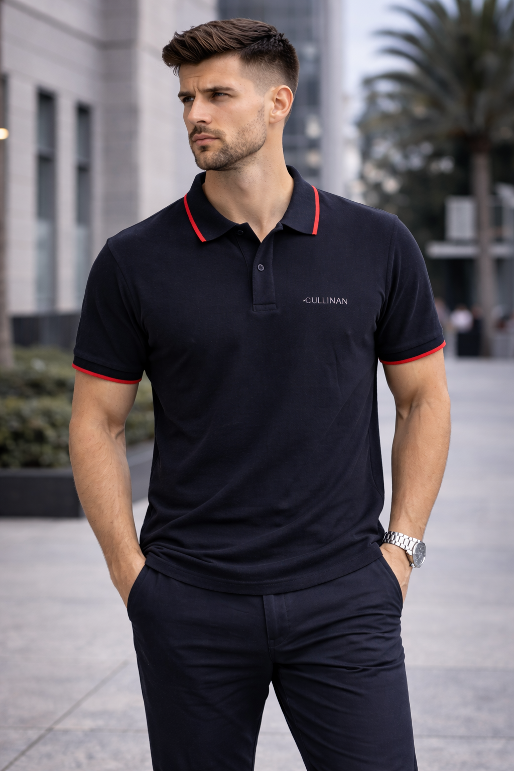 CLN-KOLU CIZGILI POLO YAKA TSHIRT