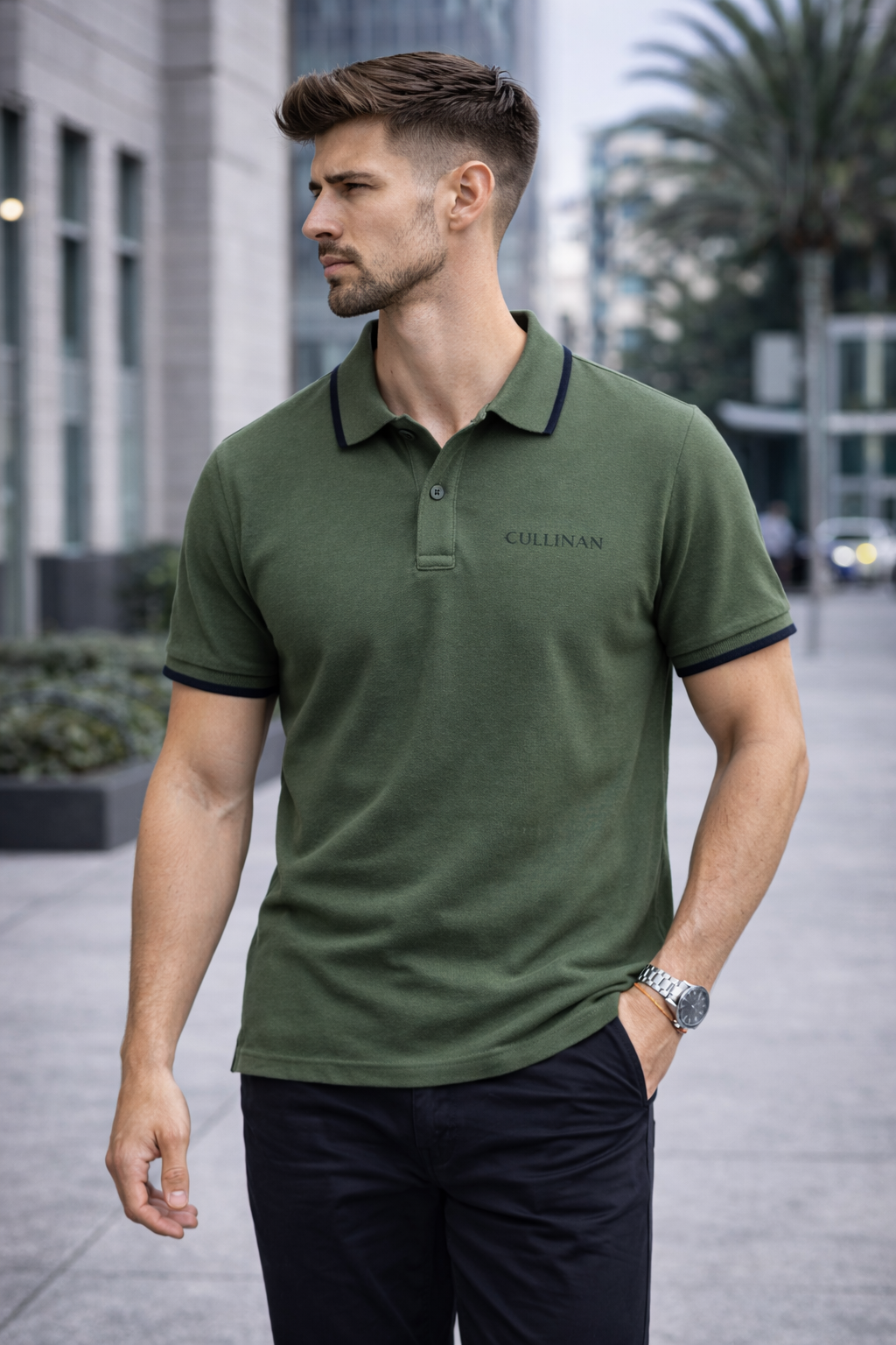 CLN-KOLU CIZGILI POLO YAKA TSHIRT