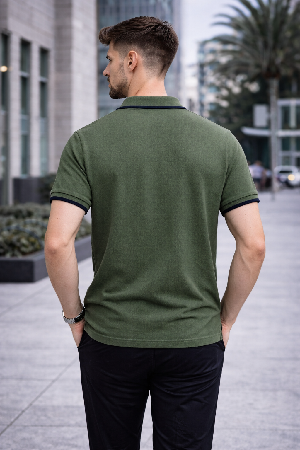 CLN-KOLU CIZGILI POLO YAKA TSHIRT