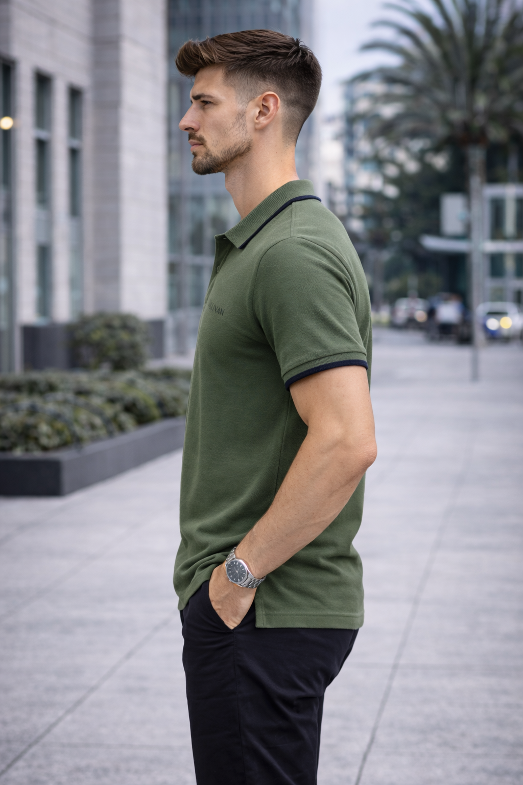 CLN-KOLU CIZGILI POLO YAKA TSHIRT