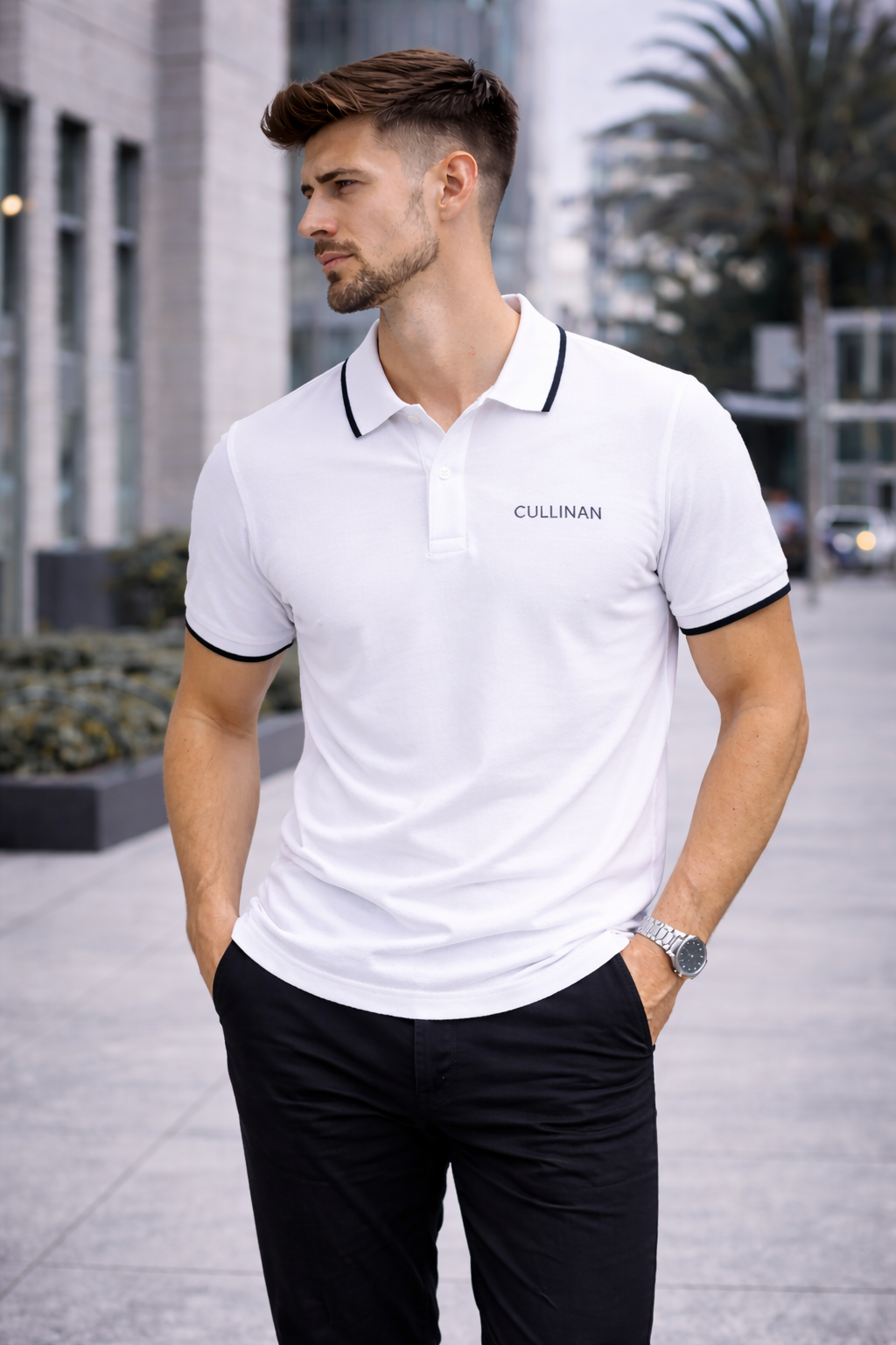 CLN-KOLU CIZGILI POLO YAKA TSHIRT