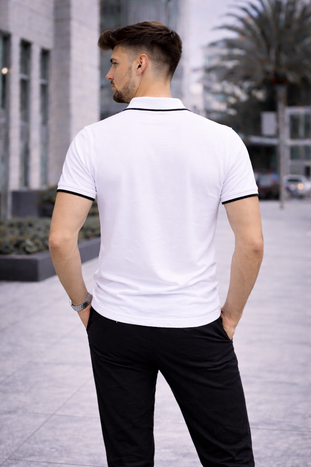 CLN-KOLU CIZGILI POLO YAKA TSHIRT