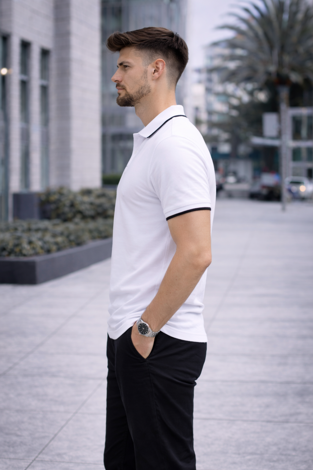 CLN-KOLU CIZGILI POLO YAKA TSHIRT