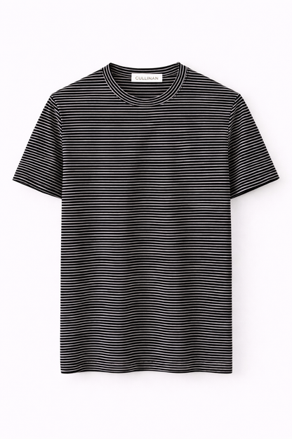 CLN-İNCE SIK ÇIZGILI T-SHIRT BISIKLET YAKA