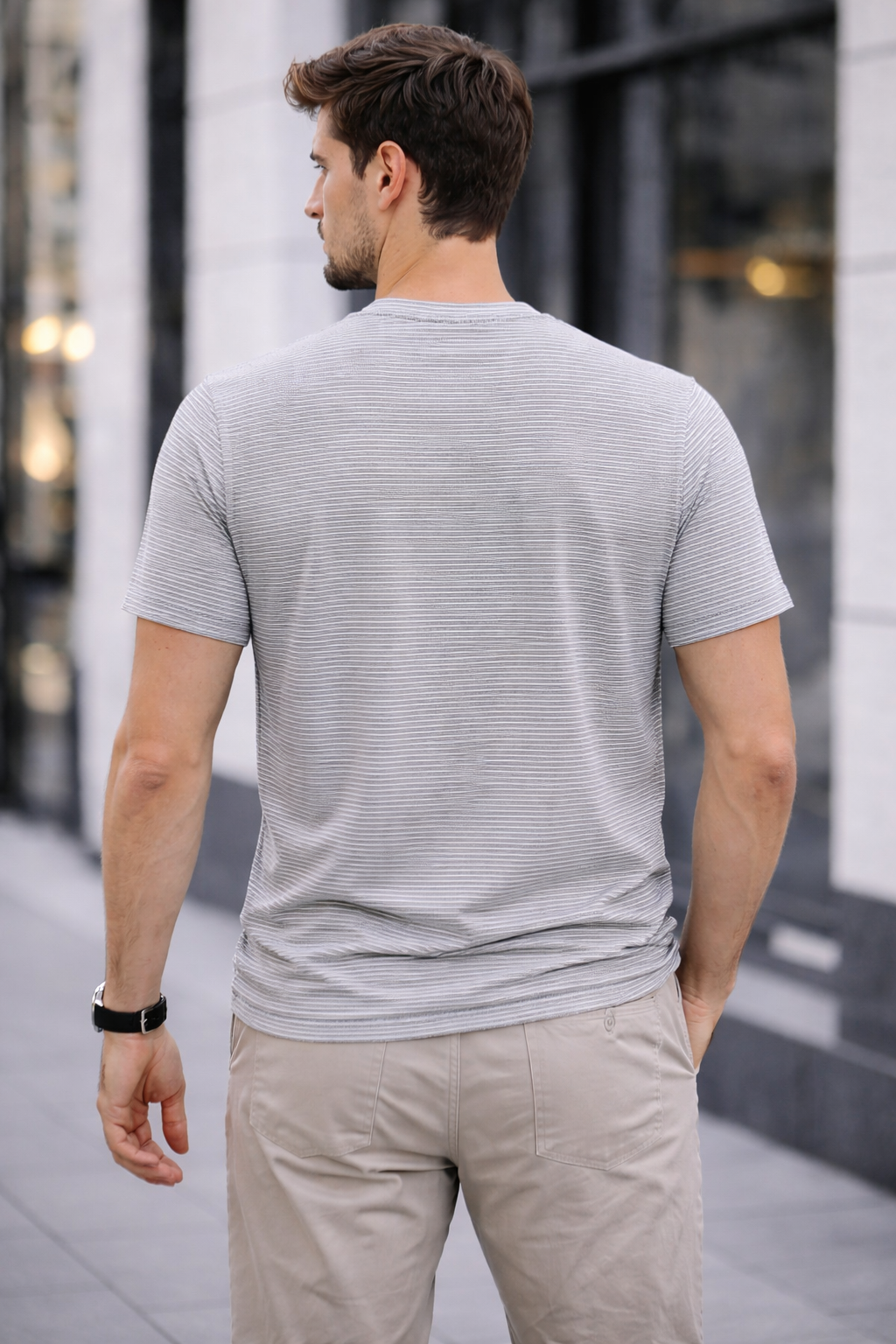 CLN-İNCE SIK ÇIZGILI T-SHIRT BISIKLET YAKA